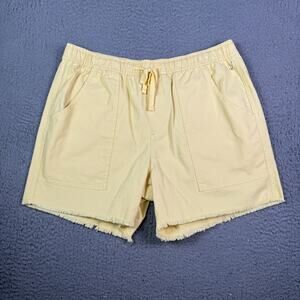 Katin Shorts Mens L Yellow Chino Elastic Waist Drawstring 5" Cut Off Trail